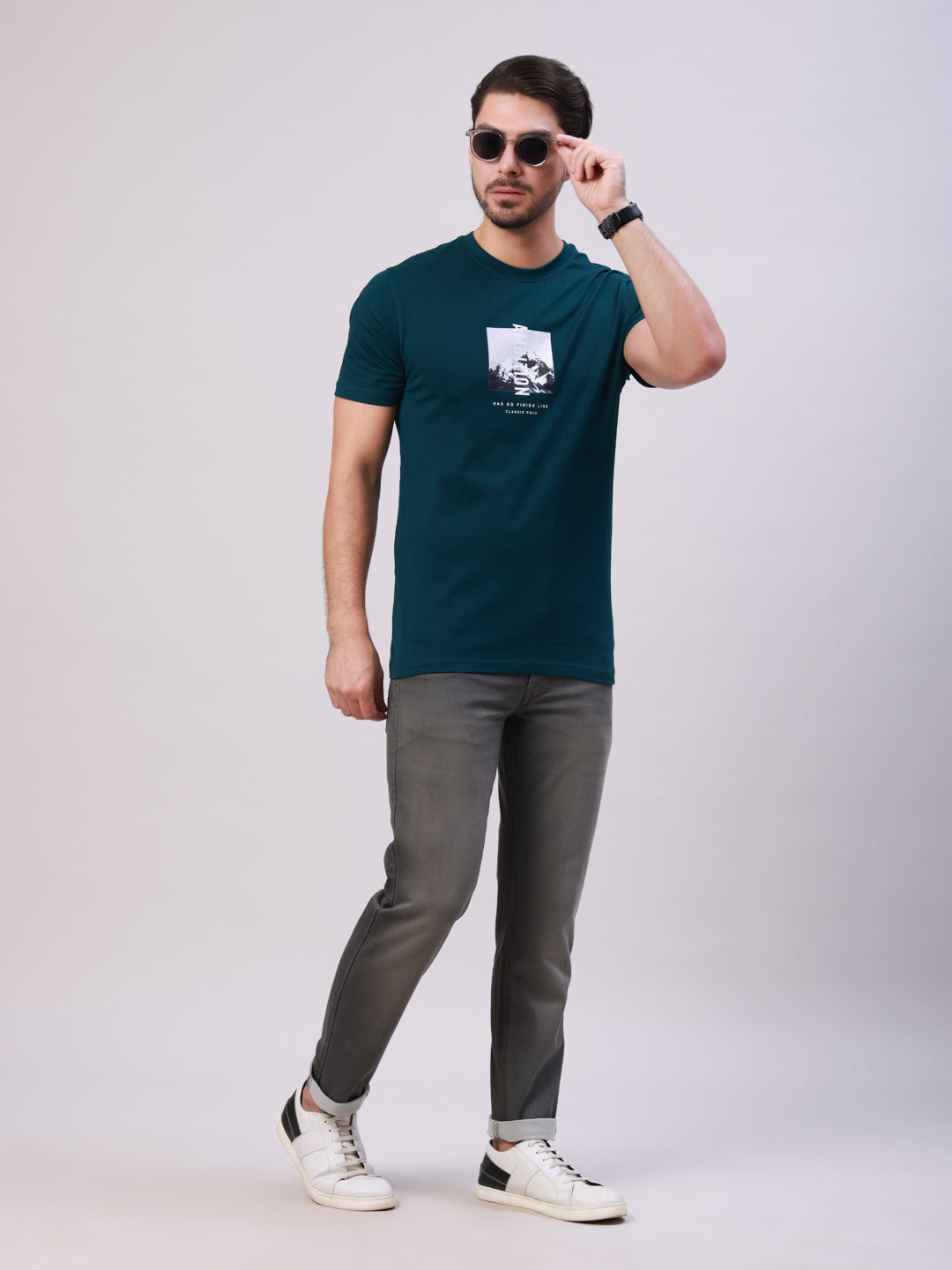 Classic Polo Men's Dark Grey Solid Cotton Ankle Fit Jeans | CPDQ2-46-OLIVE-AF