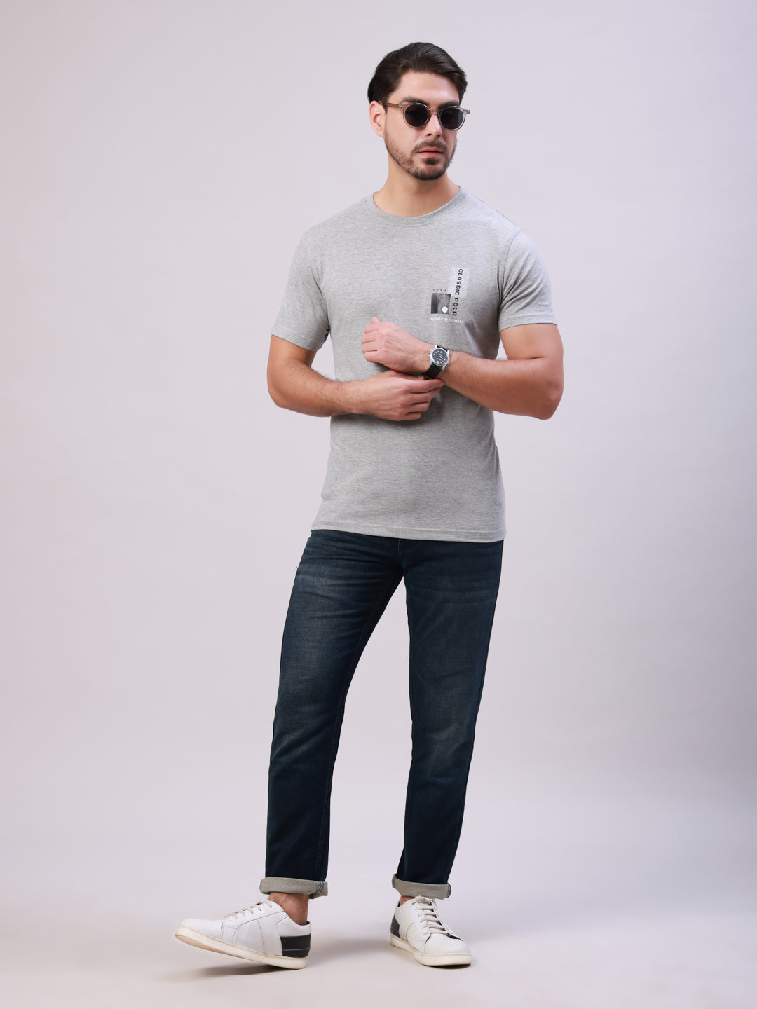 Classic Polo Men's Multicolor Crew Neck Printed Cotton Slim Fit T-Shirt | TOY-TRIO-913 SF C