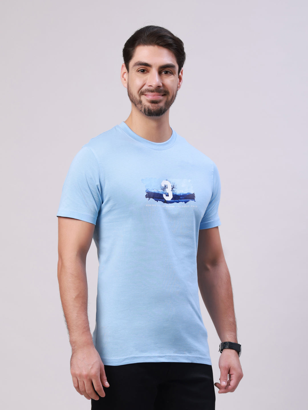 Classic Polo Men's Multicolor Crew Neck Printed Cotton Slim Fit T-Shirt | TOY-TRIO-911 SF C