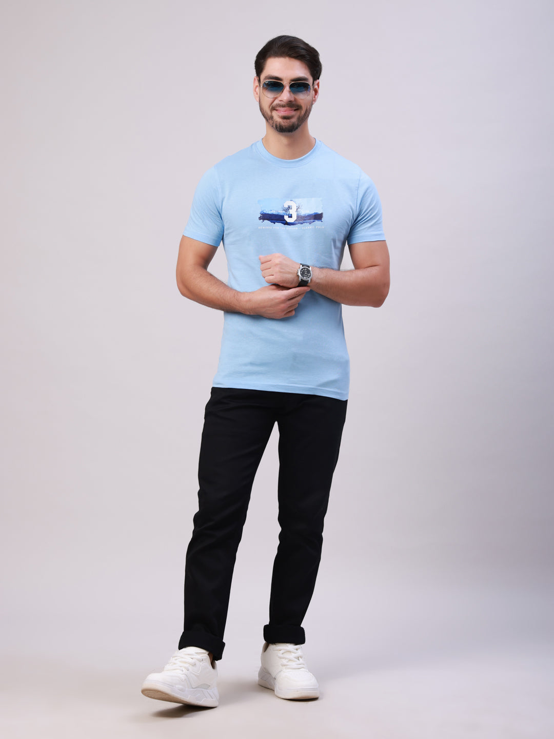 Classic Polo Men's Multicolor Crew Neck Printed Cotton Slim Fit T-Shirt | TOY-TRIO-911 SF C