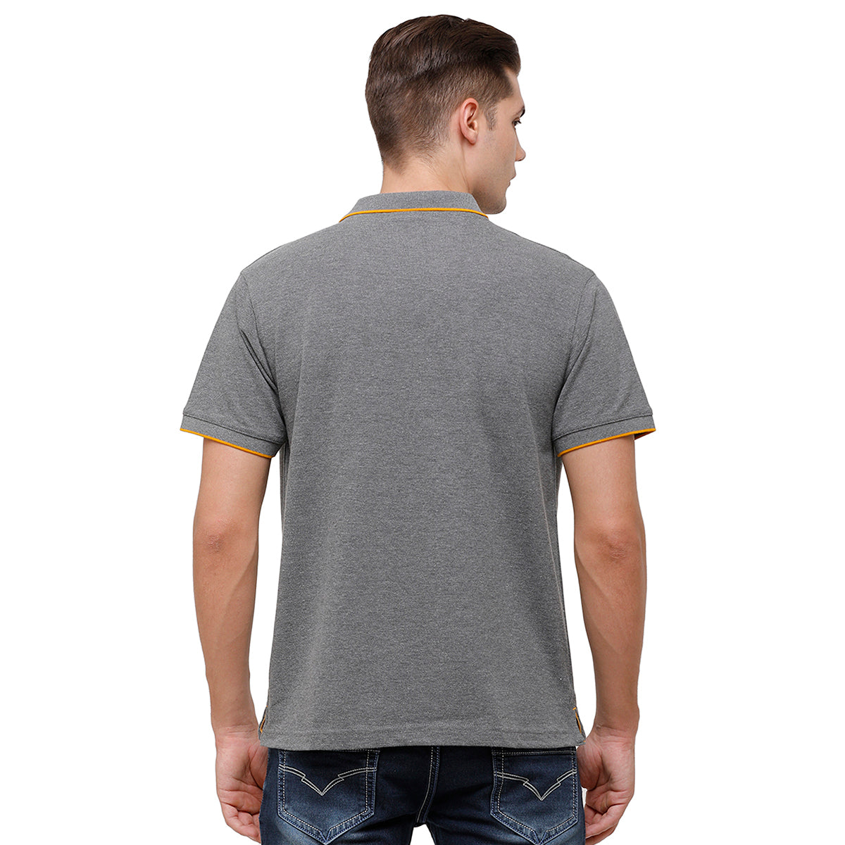 Classic Polo Men's Smart Double Pique Polo Half Sleeve Authentic Fit T-Shirt | Nova - Antra Melange