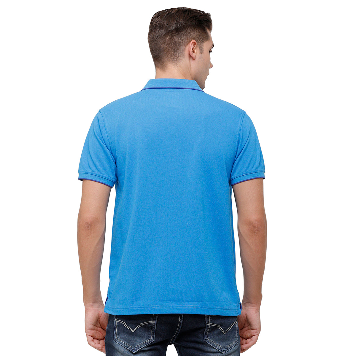 Classic Polo Men's Oxford Blue Smart Double Pique Polo Half Sleeve Authentic Fit T-Shirt Nova - Oxford