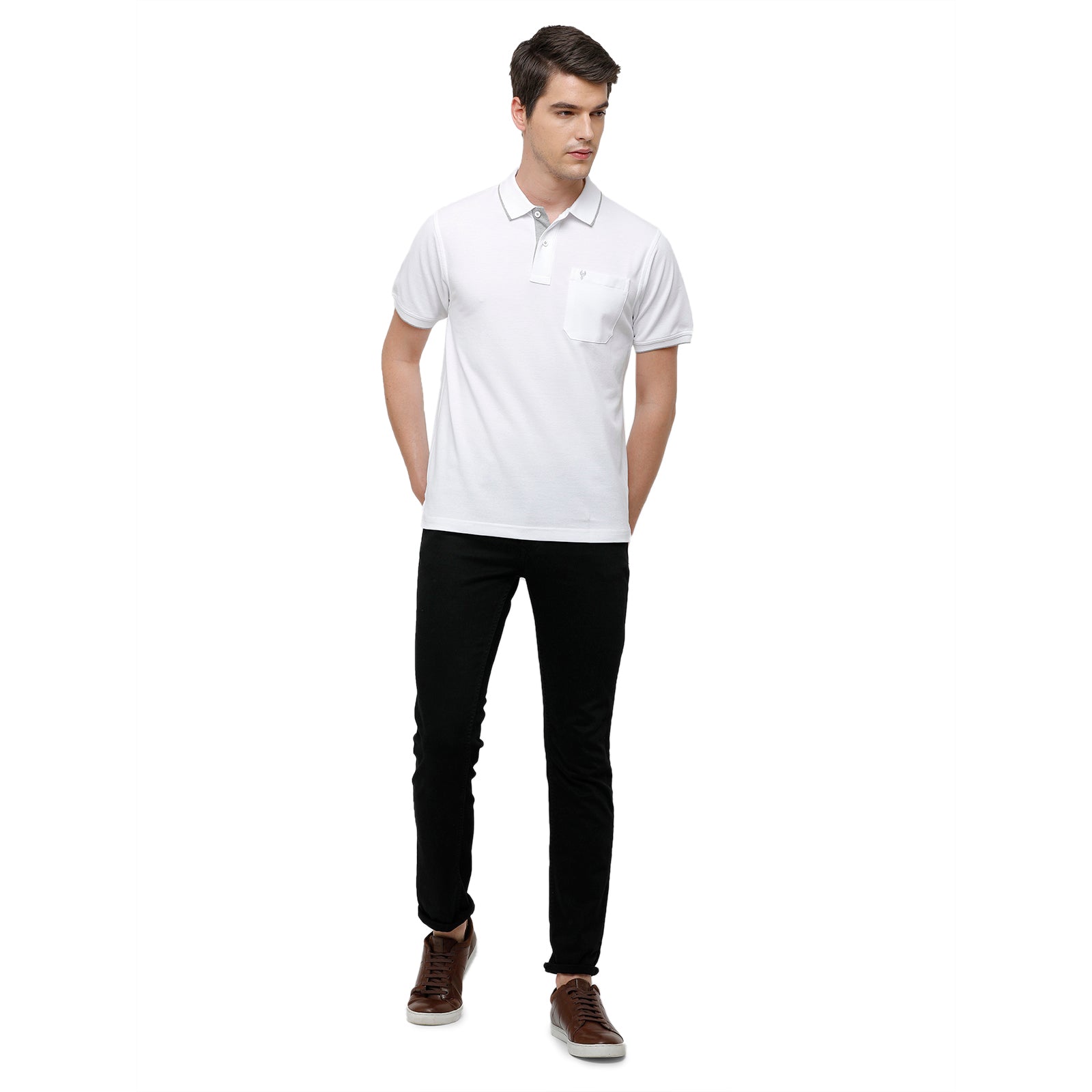 Classic Polo Men's Smart Double Pique Polo Half Sleeve Authentic Fit T-Shirt | Nova - White