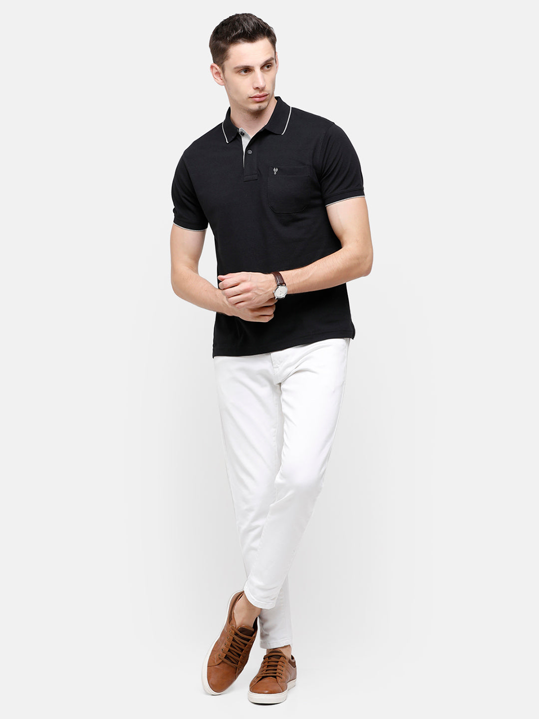 Classic Polo Men's Smart Double Pique Polo Half Sleeve Authentic Fit T-Shirt | Nova - Black