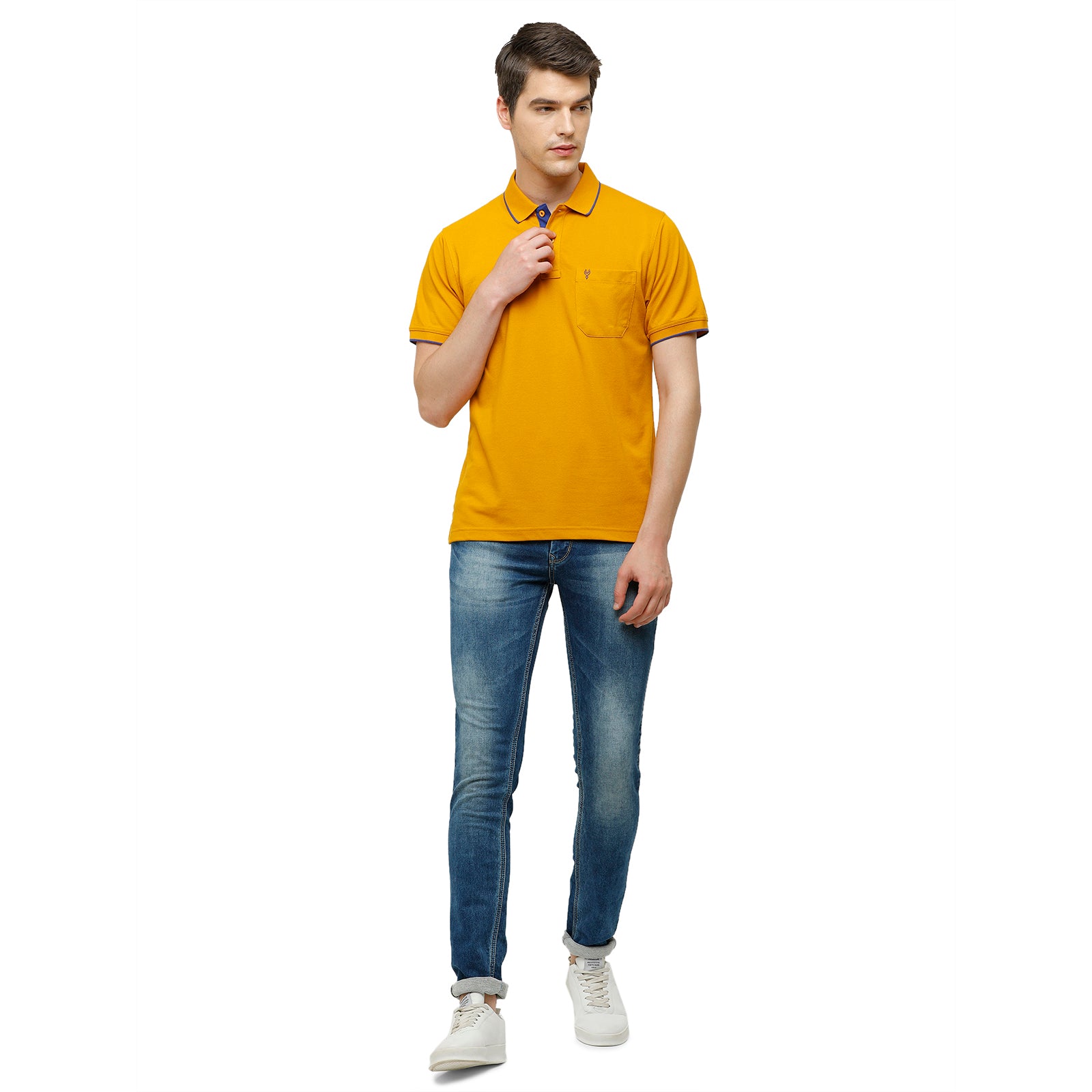 Classic Polo Men's Smart Double Pique Polo Half Sleeve Authentic Fit T-Shirt | Nova - G.Yellow