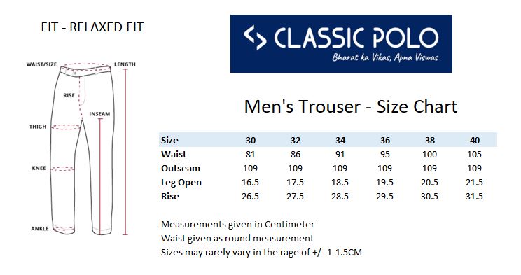 Classic Polo Men's Black Relaxed Fit Solid Cotton Trouser | LTR1-EL-06 C-BLK-RF-LY