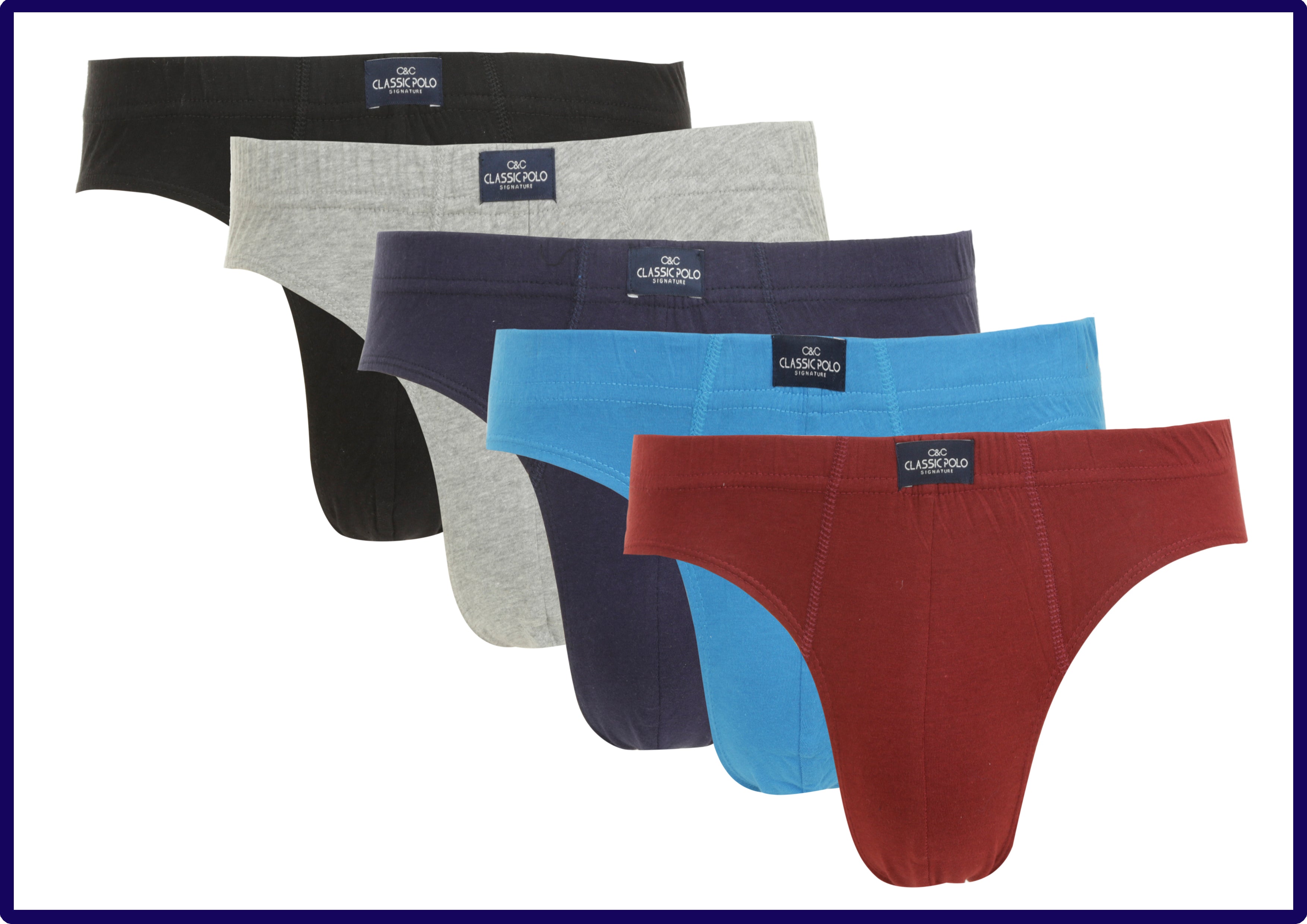 Men's Brief Assorted Colours Pack of 5 - Stima - Classic Polo