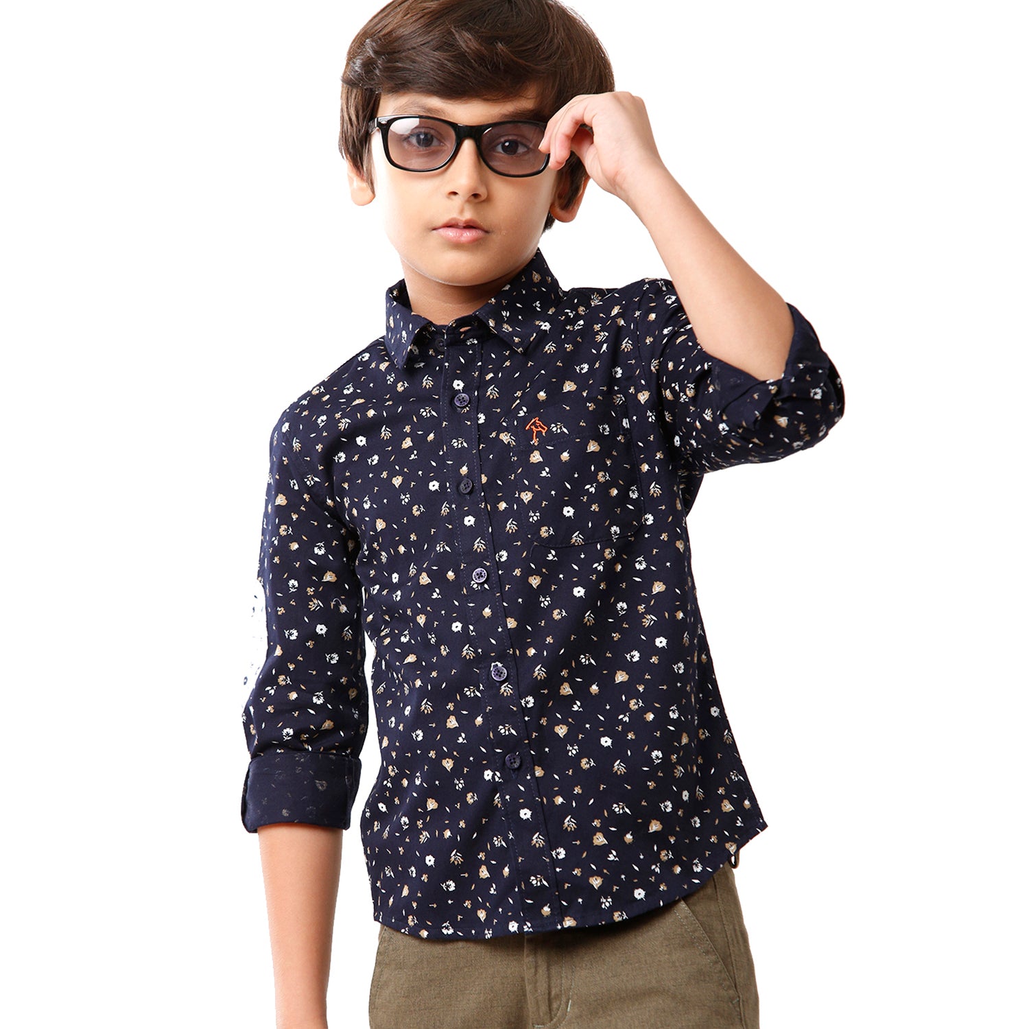 Classic Polo Bro Boys Printed Full Sleeve Slim Fit Navy Blue Color Shirt - BBSH S2 06 C Shirts Classic Polo 