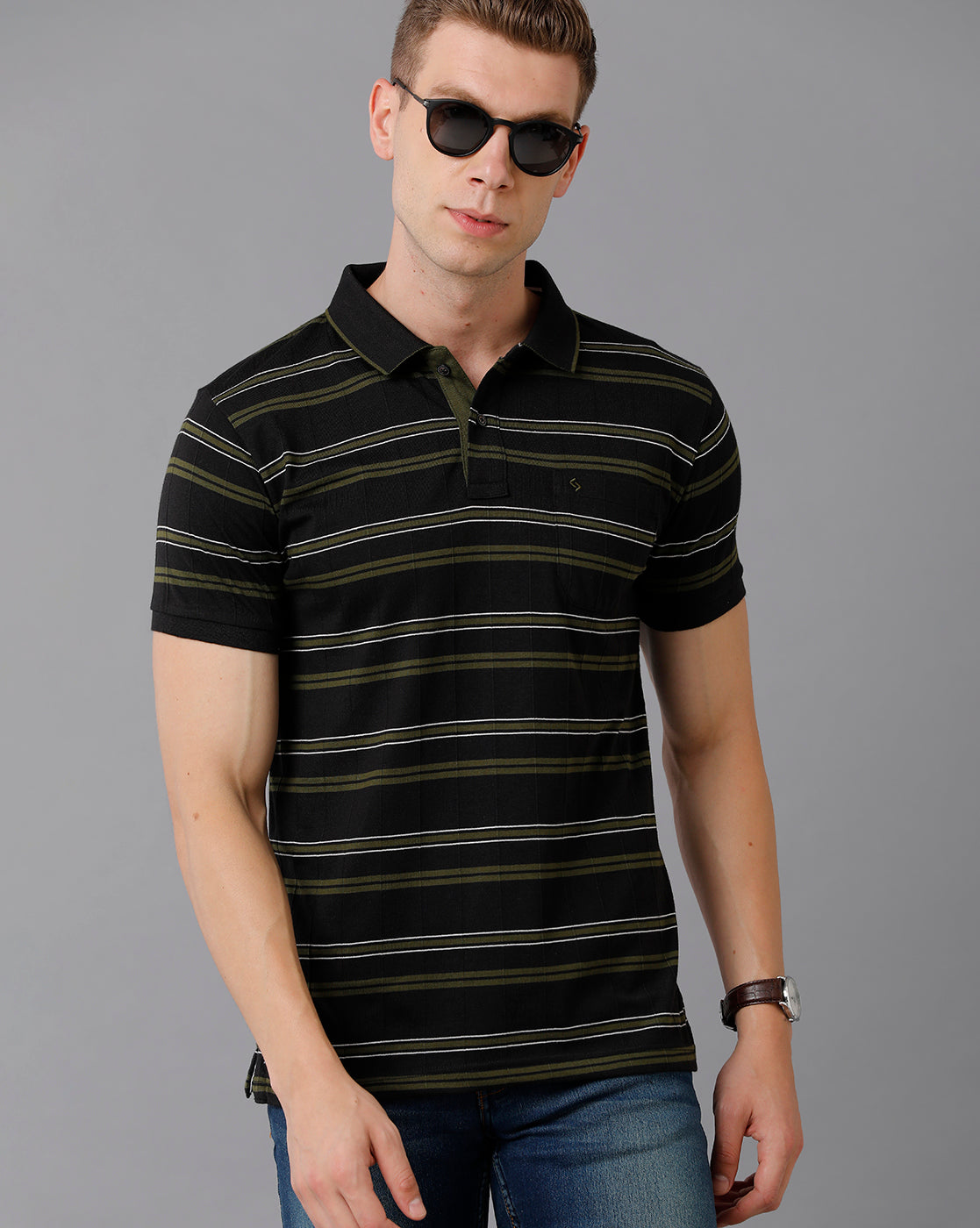 Classic Polo Men's Cotton Striped Slim Fit Multicolor T-Shirt | Trs - 95 B