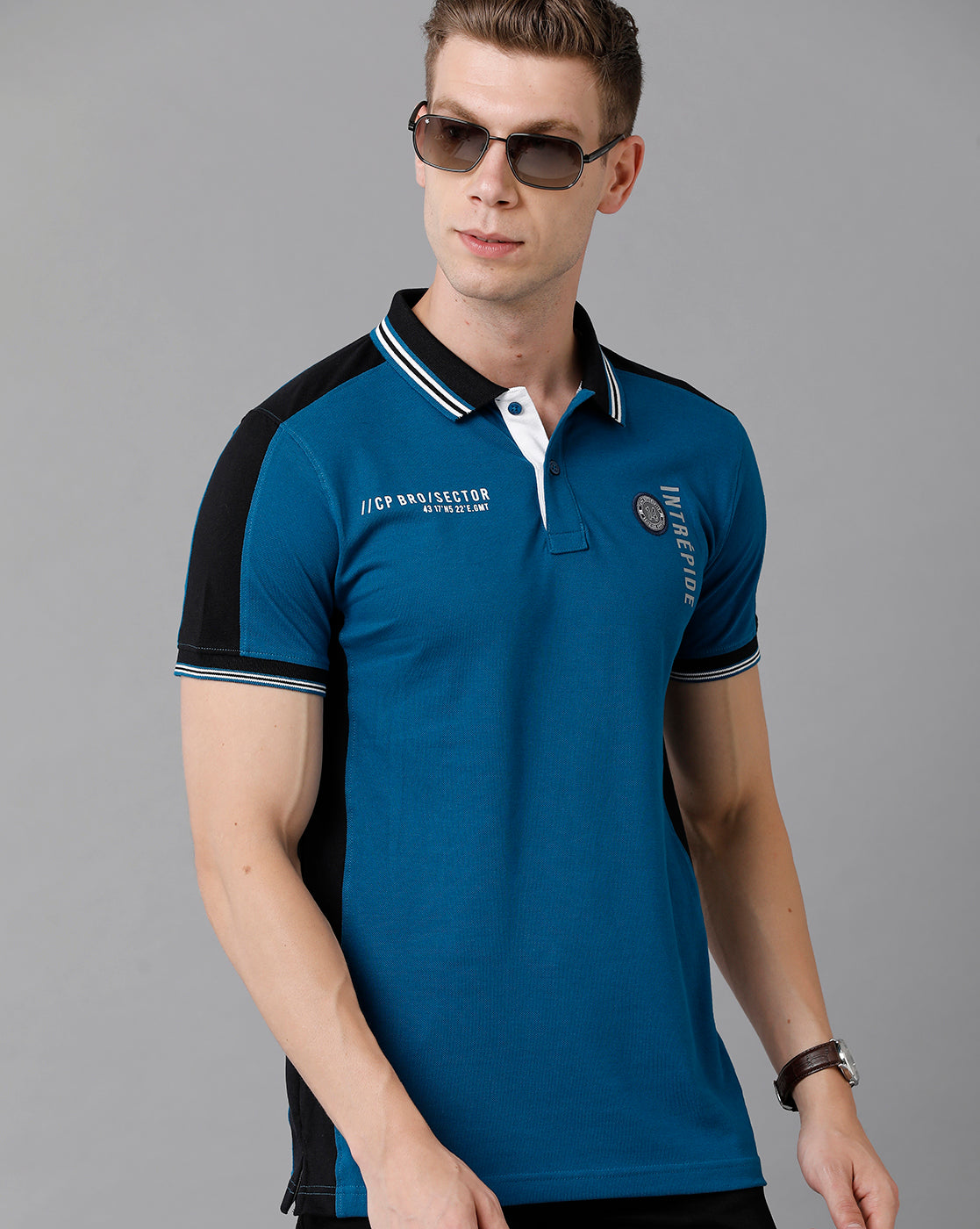 CP BRO Men's Cotton Color Block Slim Fit Multicolor T-Shirt | Brp - 338 A