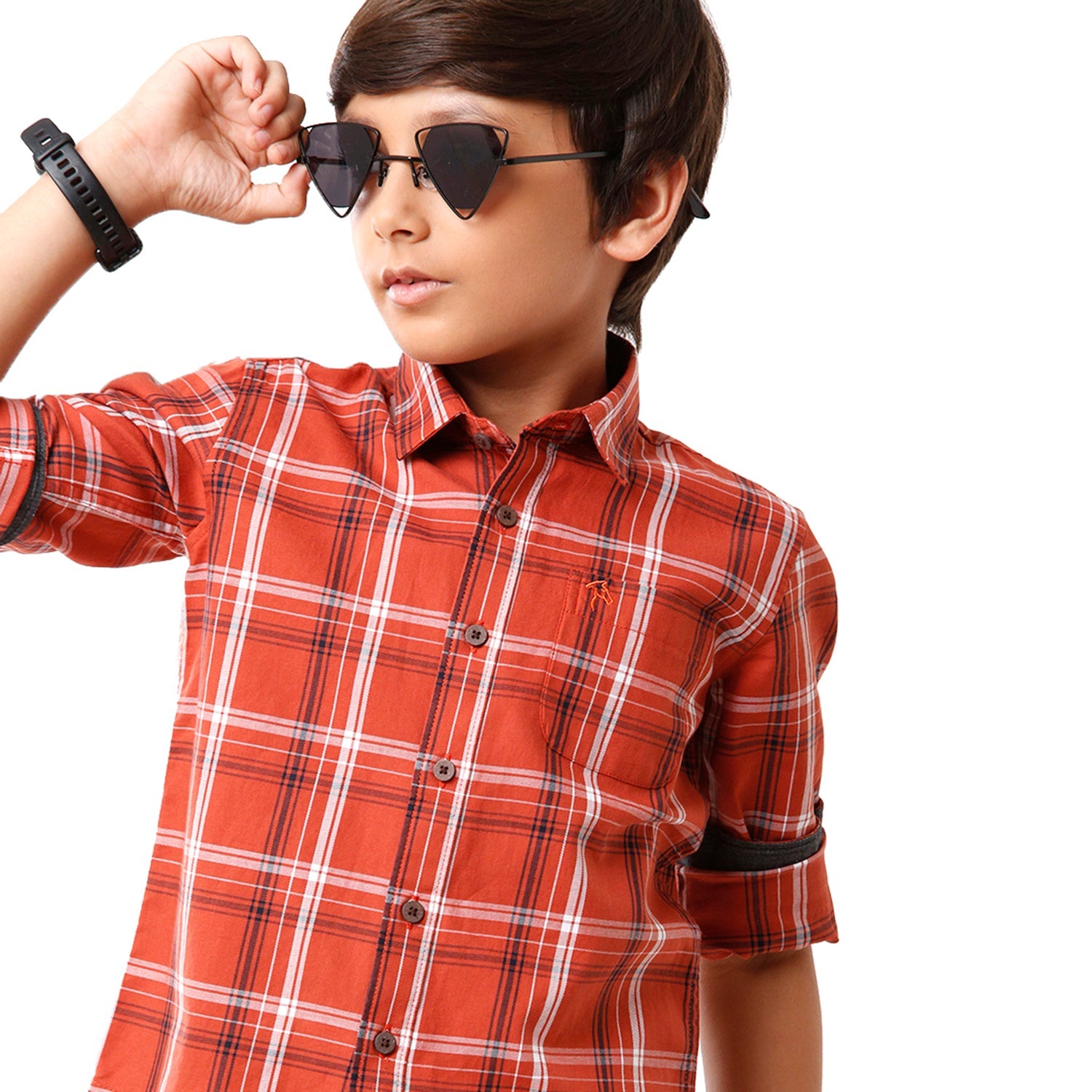 Classic Polo Bro Boys Checked Full Sleeve Slim Fit Red Color Shirt - BBSH S2 25 A Shirts Classic Polo 