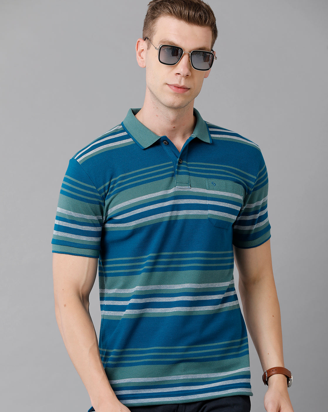 Classic Polo Men's Cotton Blend Striped Slim Fit Multicolor T-Shirt | Adore - 174 B