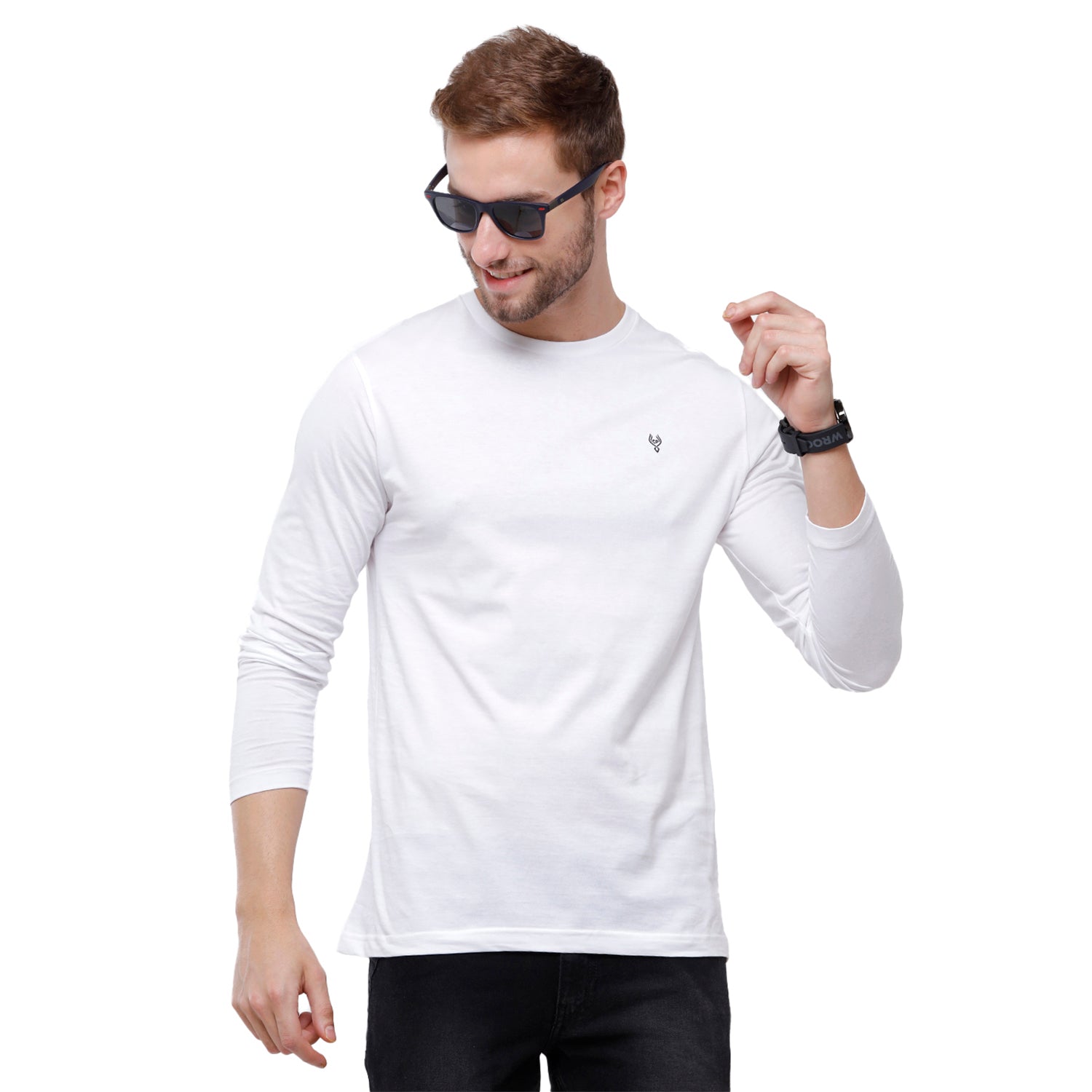 Classic polo Men's White Single Jersey Crew Neck Full Sleeve Slim Fit T-Shirt - Comet 01 T-shirt Classic Polo 