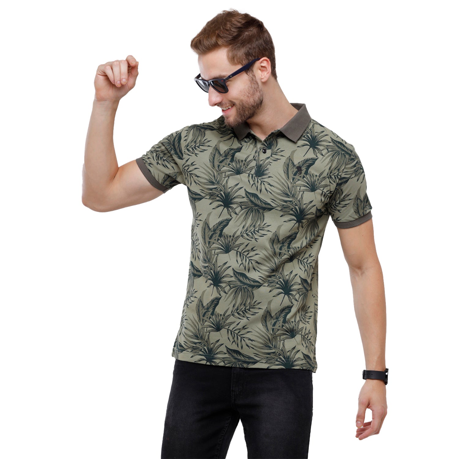 Swiss Club Mens Printed Slim Fit Half Sleeve Polo Neck T-Shirt (STAG - 206 A SF P) T-shirt Swiss Club 