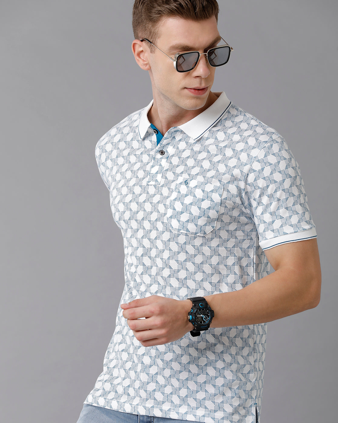 Classic Polo Men's Cotton Printed Slim Fit White T-Shirt | Bello - 177 B