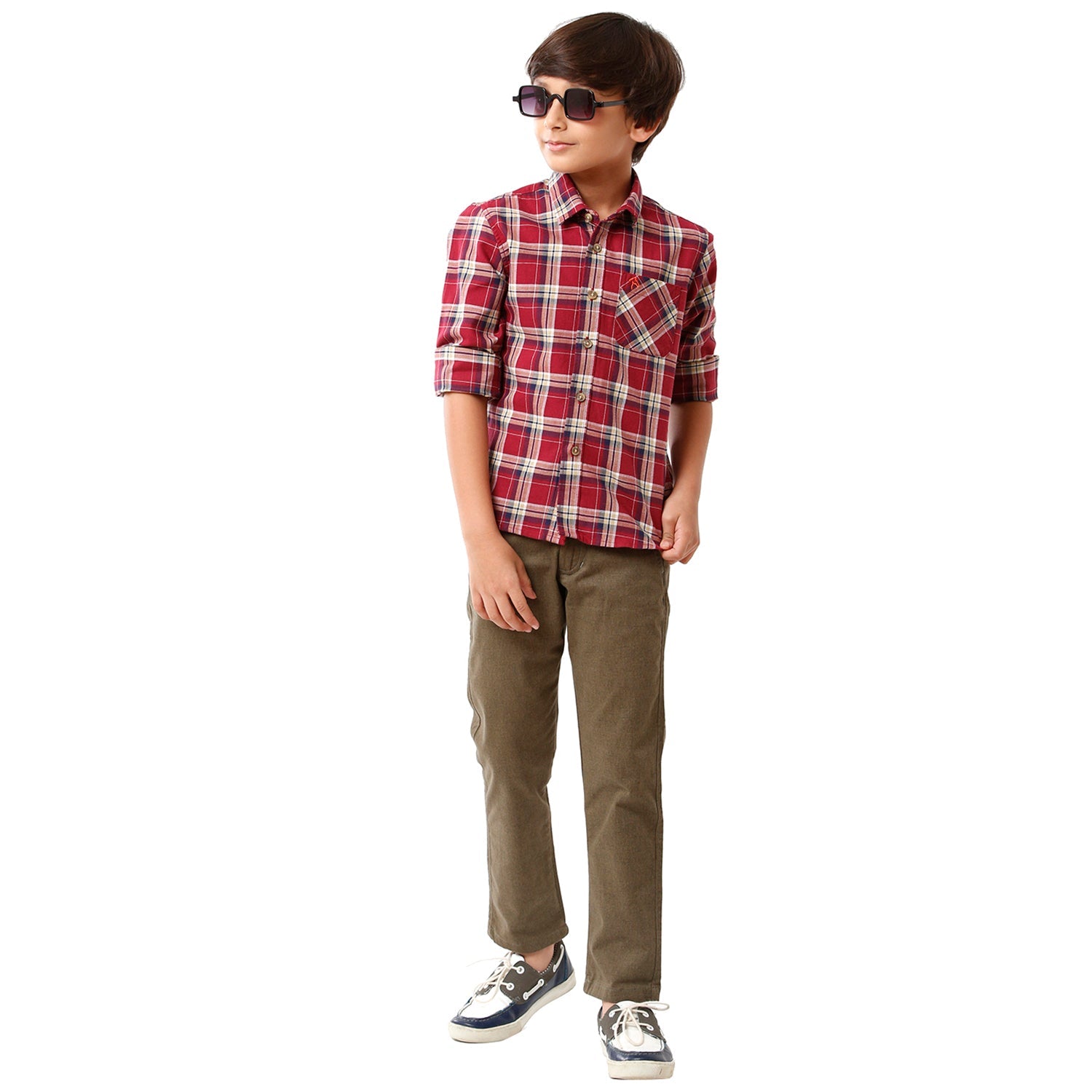 Classic Polo Bro Boys Checked Full Sleeve Slim Fit Desire Red Color Shirt - BBSH S2 26 A Shirts Classic Polo 