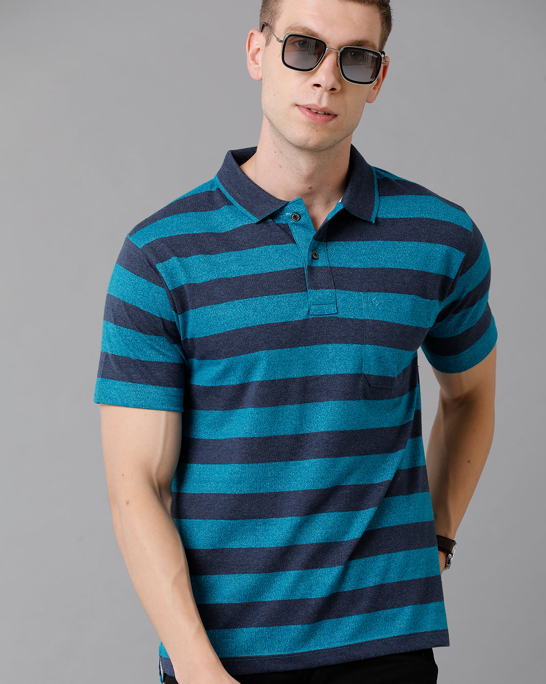 Classic Polo Men's Cotton Blend Striped Authentic Fit Multicolor T-Shirt | Mel - 214 A