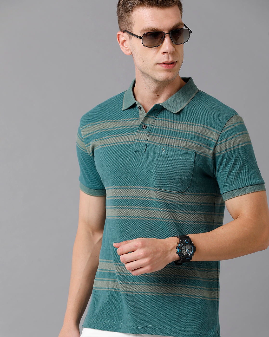 Classic Polo Men's Cotton Blend Striped Slim Fit Multicolor T-Shirt | Adore - 180 B
