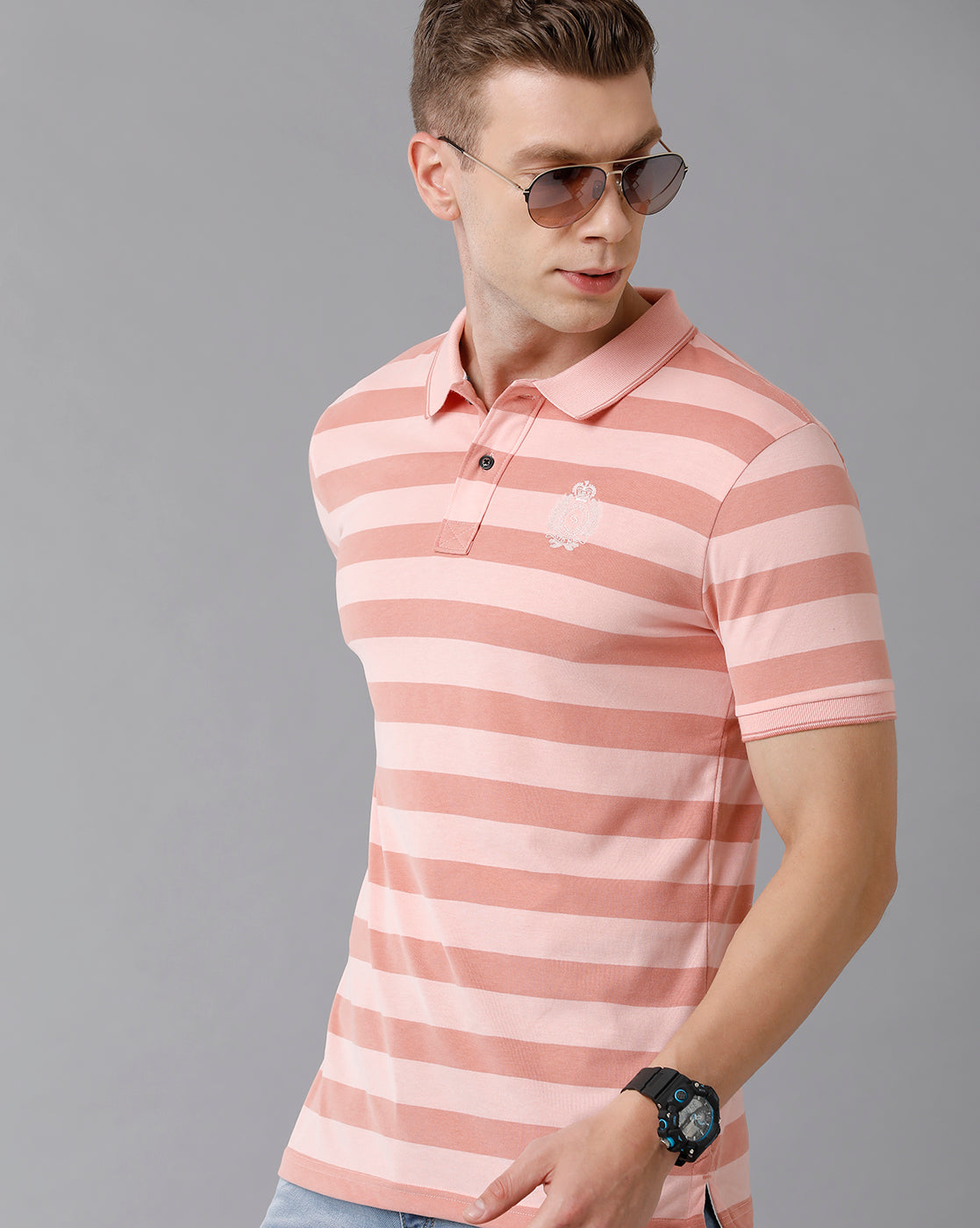Classic Polo Men's Cotton Striped Slim Fit Multicolor T-Shirt | Cpeg - 286 B