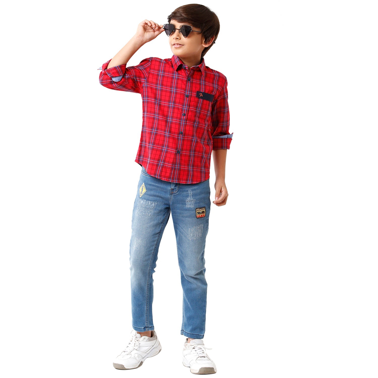 Classic Polo Bro Boys Checked Full Sleeve Slim Fit Red Color Shirt - BBSH S2 28 A Shirts Classic Polo 