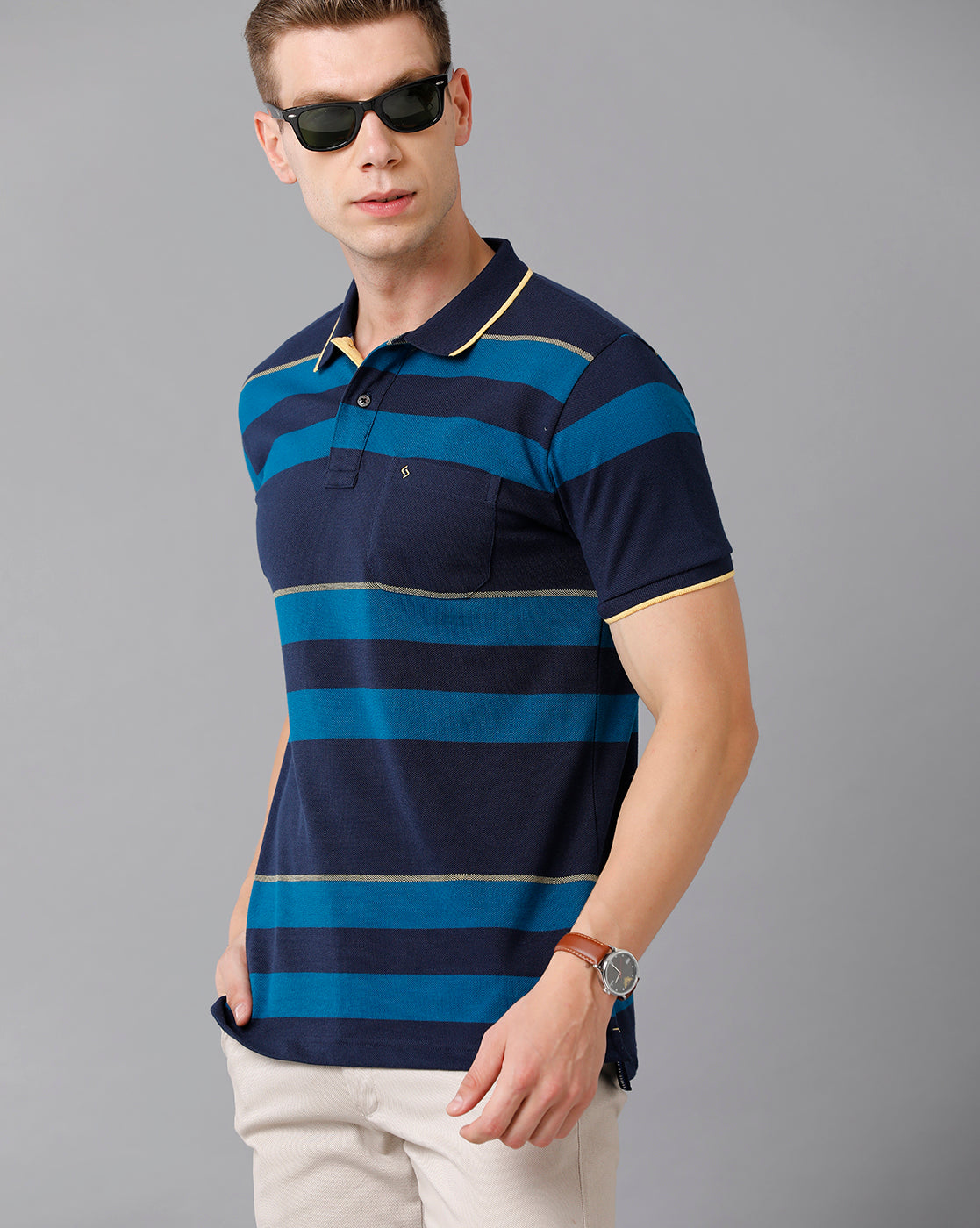 Classic Polo Men's Cotton Blend Striped Slim Fit Multicolor T-Shirt | Adore - 178 A