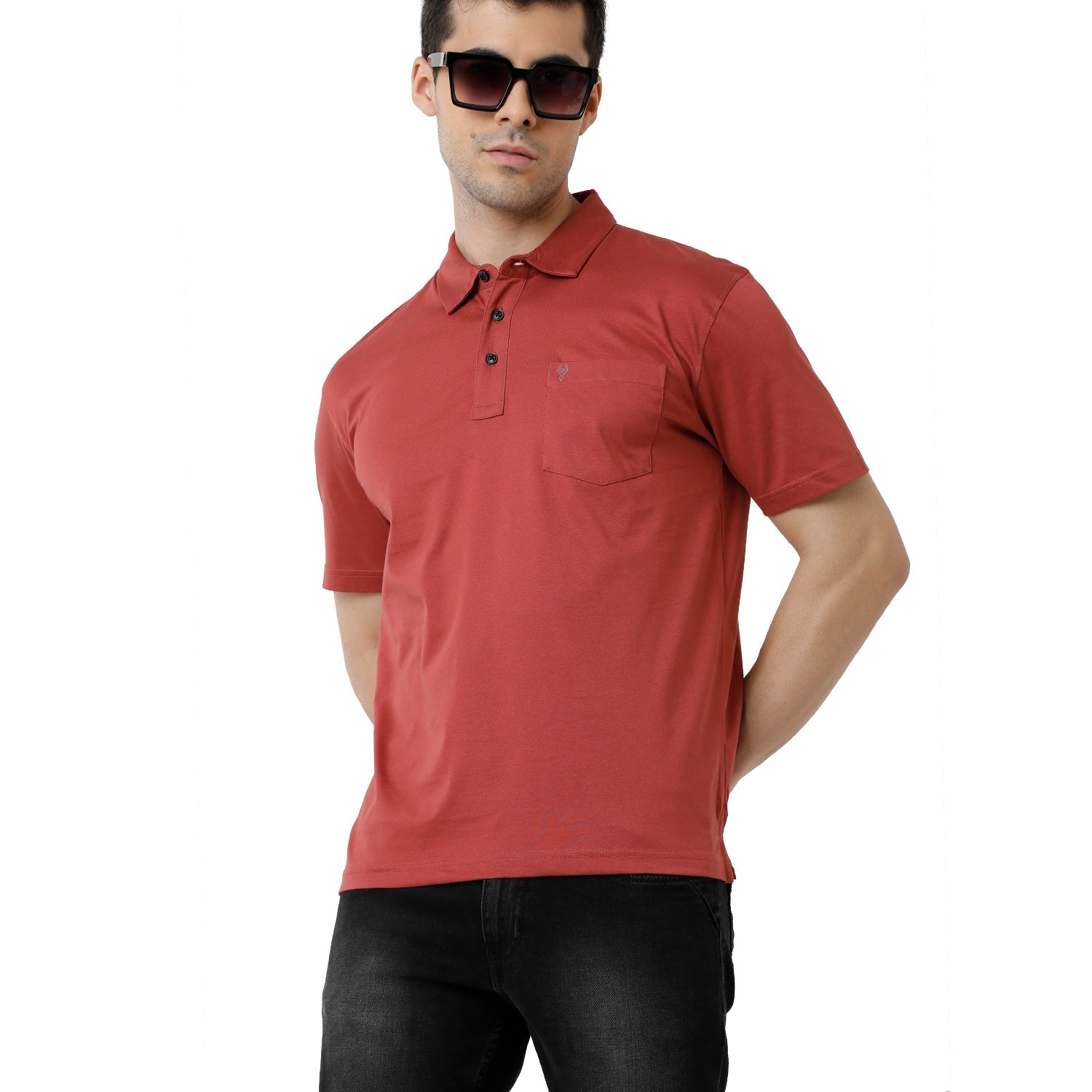 Classic Polo Mens 100% Cotton Solid Regular Fit Half Sleeve Polo Neck Red Color T-Shirt - Elite-Burgundy T-shirt Classic Polo 