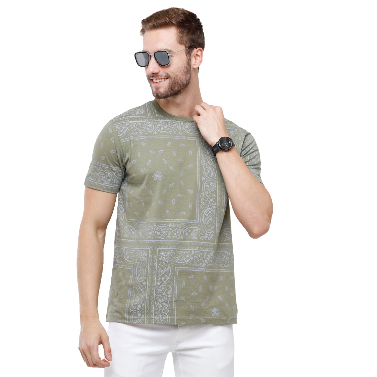 Swiss Club Mens Grey Printed Slim Fit Half Sleeve Round Neck T-Shirt (CUB - 53 A SF C) T-shirt Swiss Club 