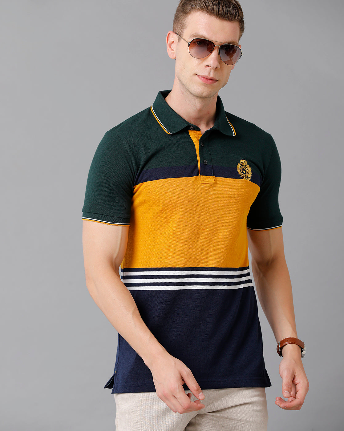 Classic Polo Men's Cotton Blend Striped Slim Fit Multicolor T-Shirt | Vta - 213 A