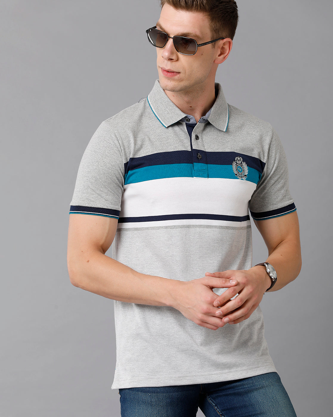 Classic Polo Men's Cotton Blend Striped Slim Fit Multicolor T-Shirt | Vta - 206 A