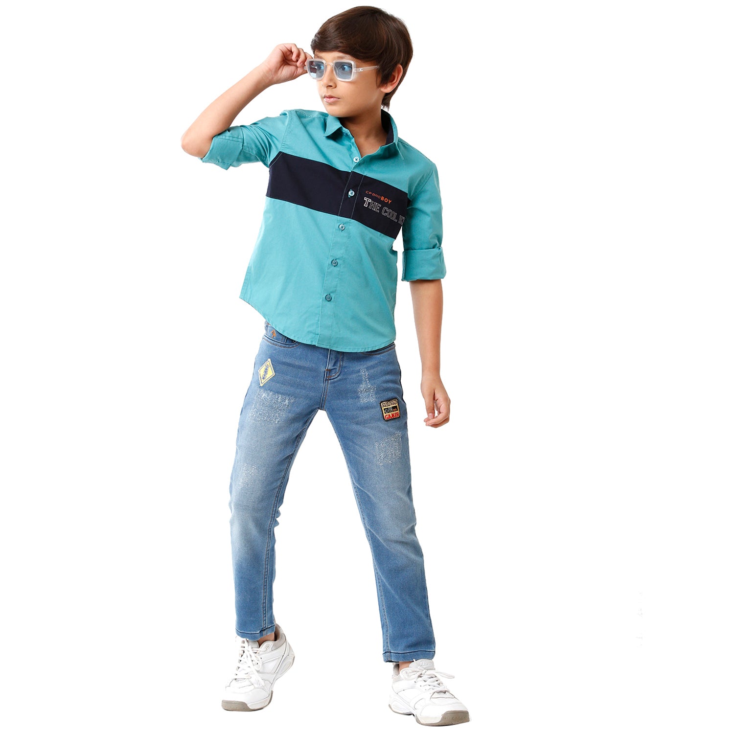 Classic Polo Bro Boys Solid Full Sleeve Slim Fit Blue Color Shirt - BBSH S2 39 D Shirts Classic Polo 