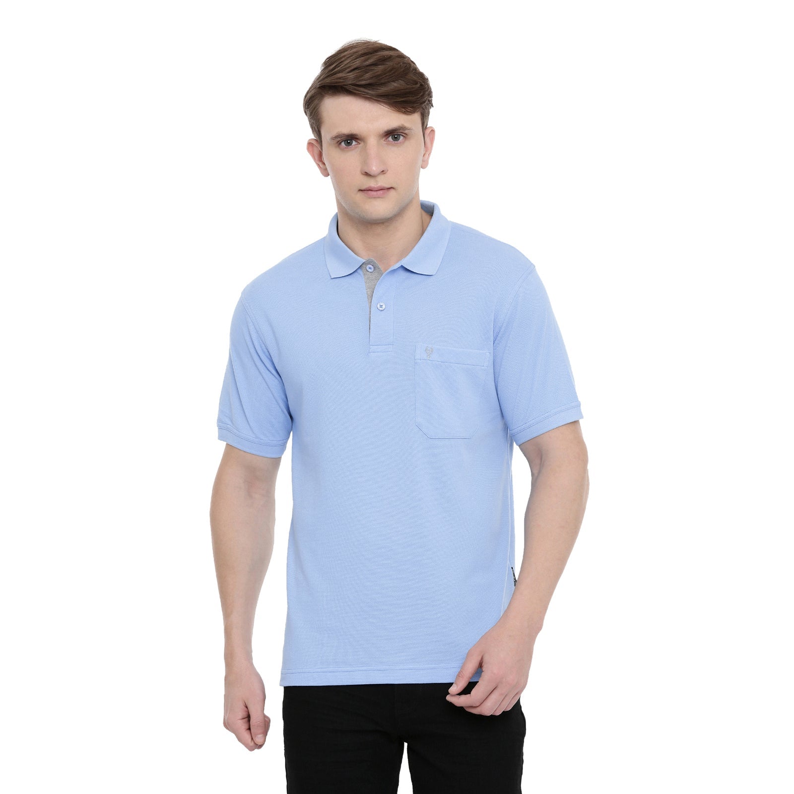 Classic Polo Men's Sky Blue Polo Neck Authentic Fit T-Shirt 4SSN 201