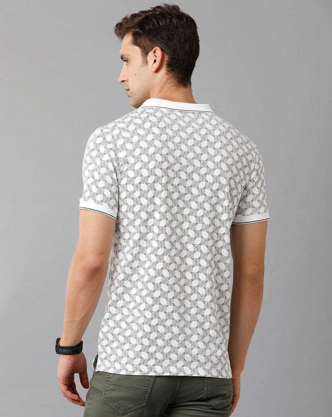 Classic Polo Mens Cotton Printed Half Sleeve Slim Fit Polo Neck White Color T-Shirt | Bello 177 A
