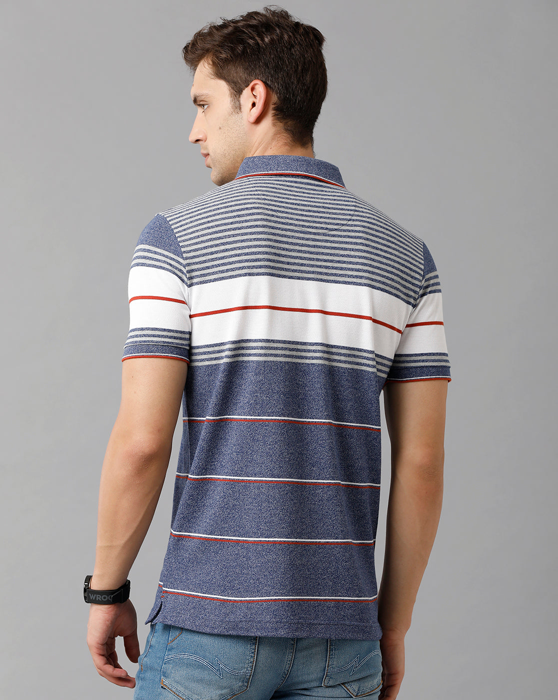 Classic Polo Mens Cotton Blend Striped Half Sleeve Slim Fit Polo Neck Multicolor T-Shirt | Vta 215 A