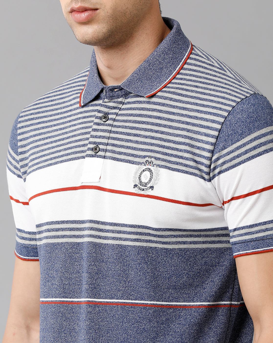 Classic Polo Mens Cotton Blend Striped Half Sleeve Slim Fit Polo Neck Multicolor T-Shirt | Vta 215 A