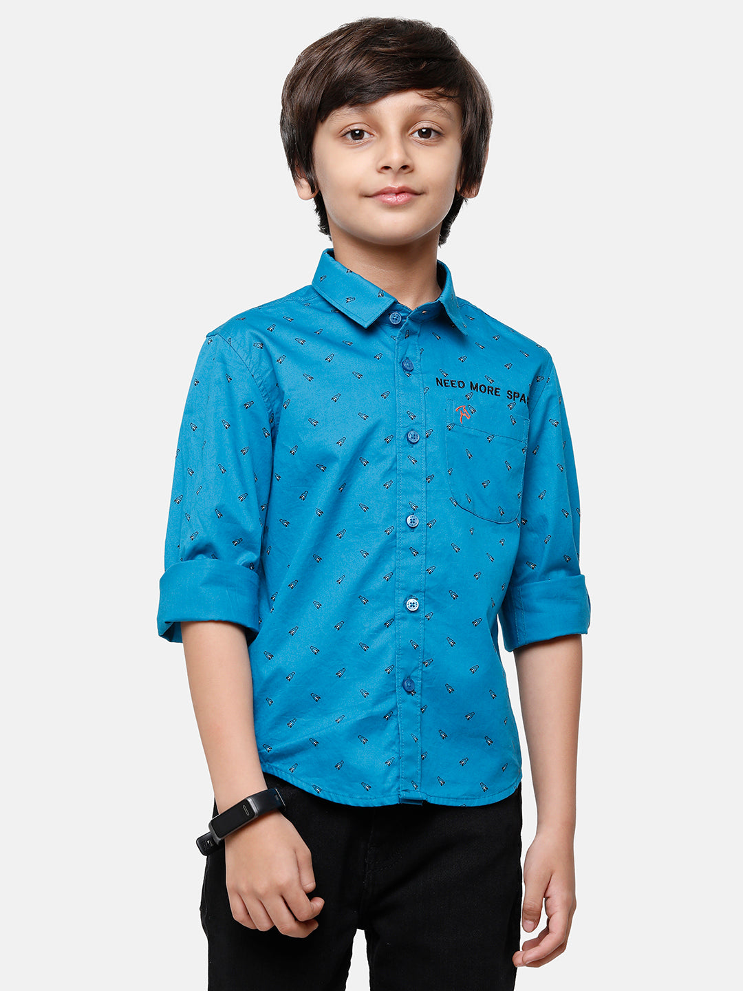 CP Boys Blue Printed Full Sleeve Slim Fit Shirt Shirts Classic Polo 
