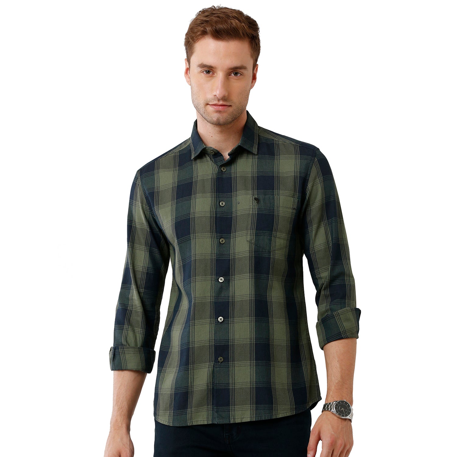Swiss Club Mens Checked Full Sleeve Slim Fit Polo Neck Multicolor Woven Shirt -SC 114 A Swiss Club 