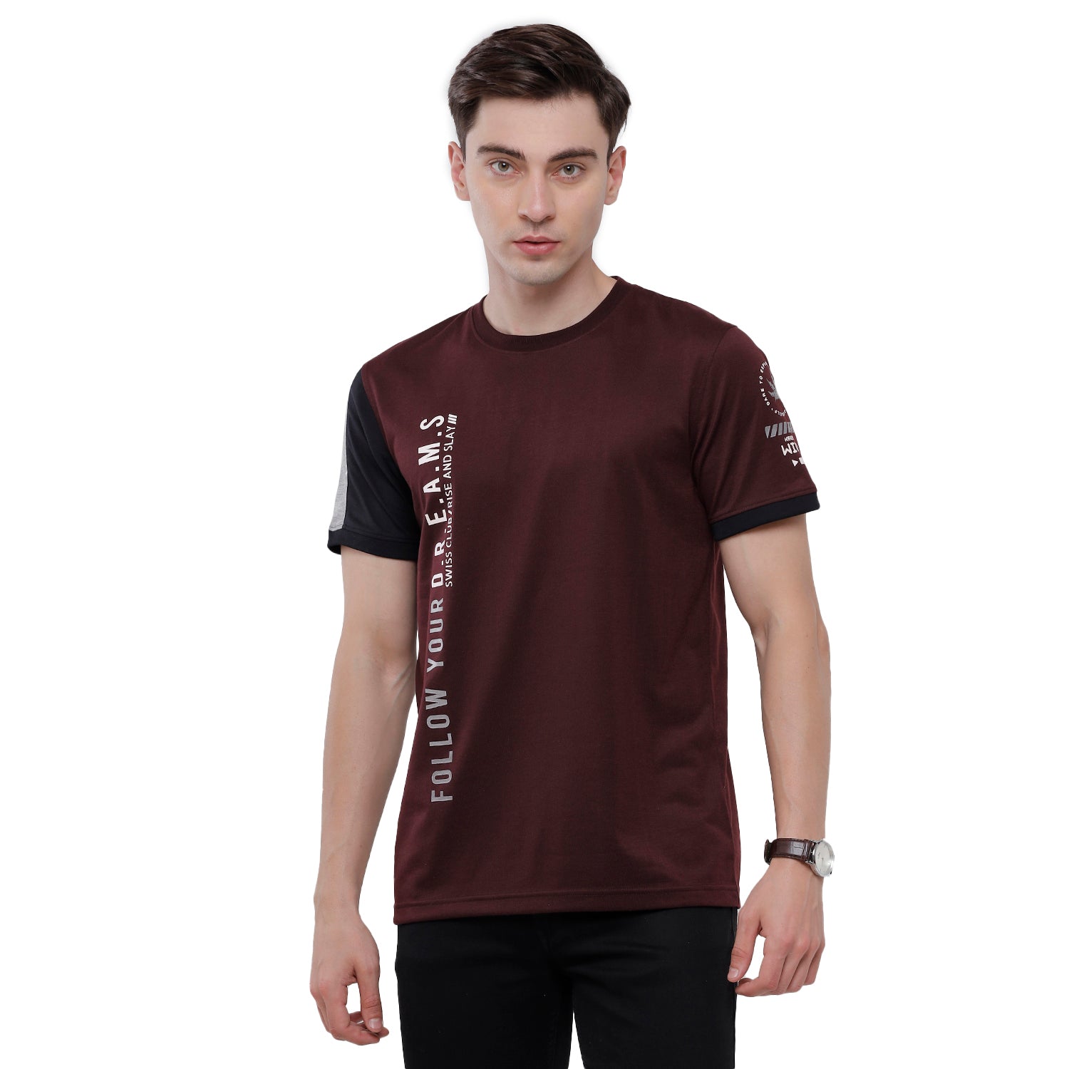Swiss Club Mens Chest Print Half Sleeve Slim Fit T-Shirt (CUB - 41 A SF C) T-shirt Swiss Club 