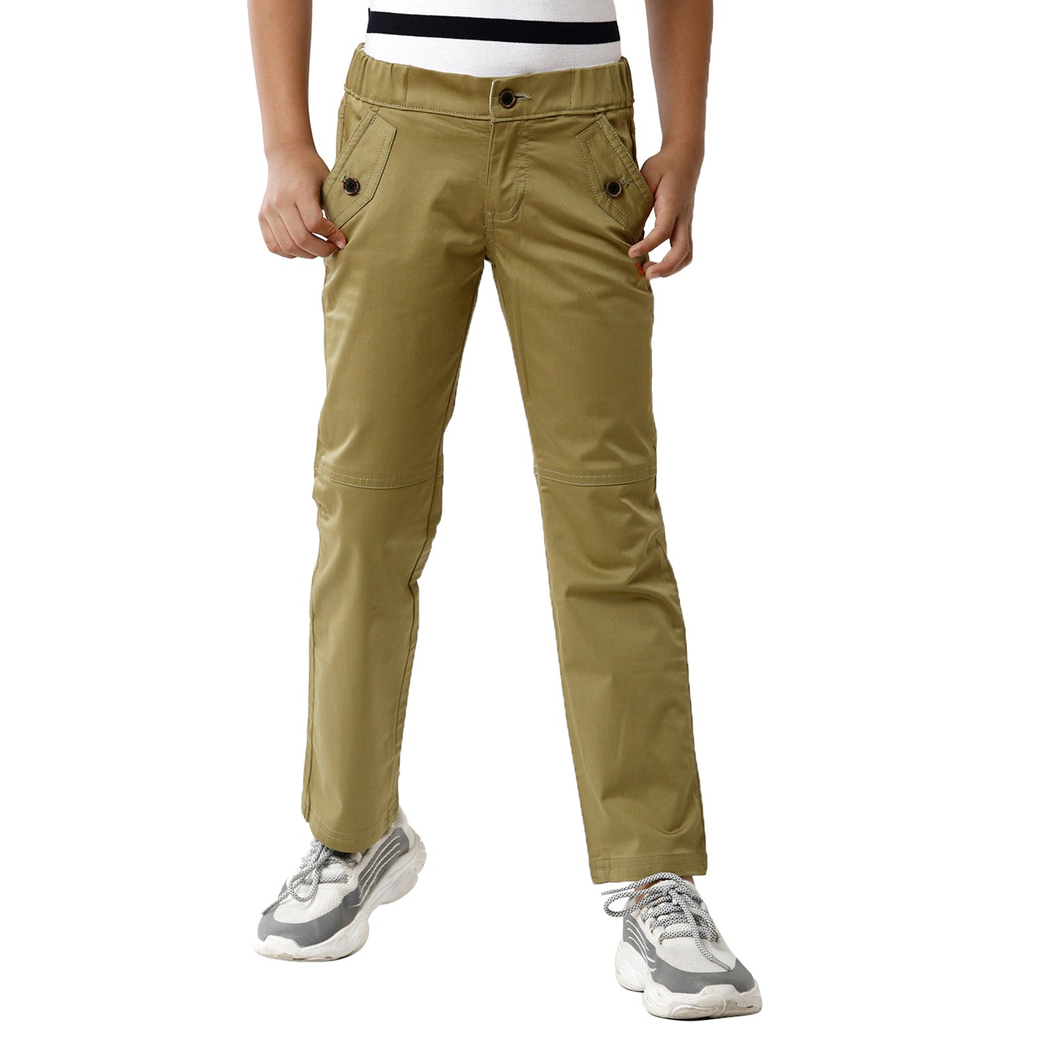 Classic Polo Bro Boys Cotton Solid Slim Fit Olive Green Color Trouser - BBTR S1 06A Pants Classic Polo 
