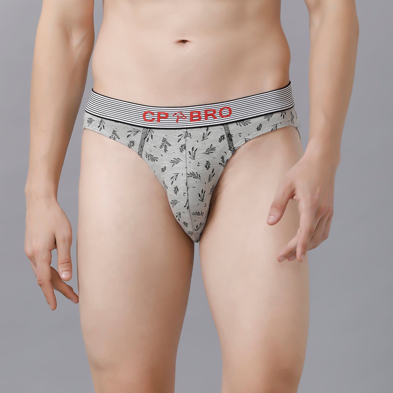 CP BRO Men's Printed Briefs with Exposed Waistband Value Pack - White