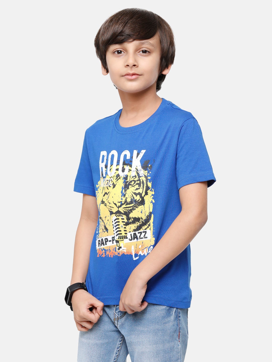 CP Boys Navy Printed Half Sleeve Slim Fit Round Neck T-Shirt (BBC - 24 B SF C) T-shirt Classic Polo 