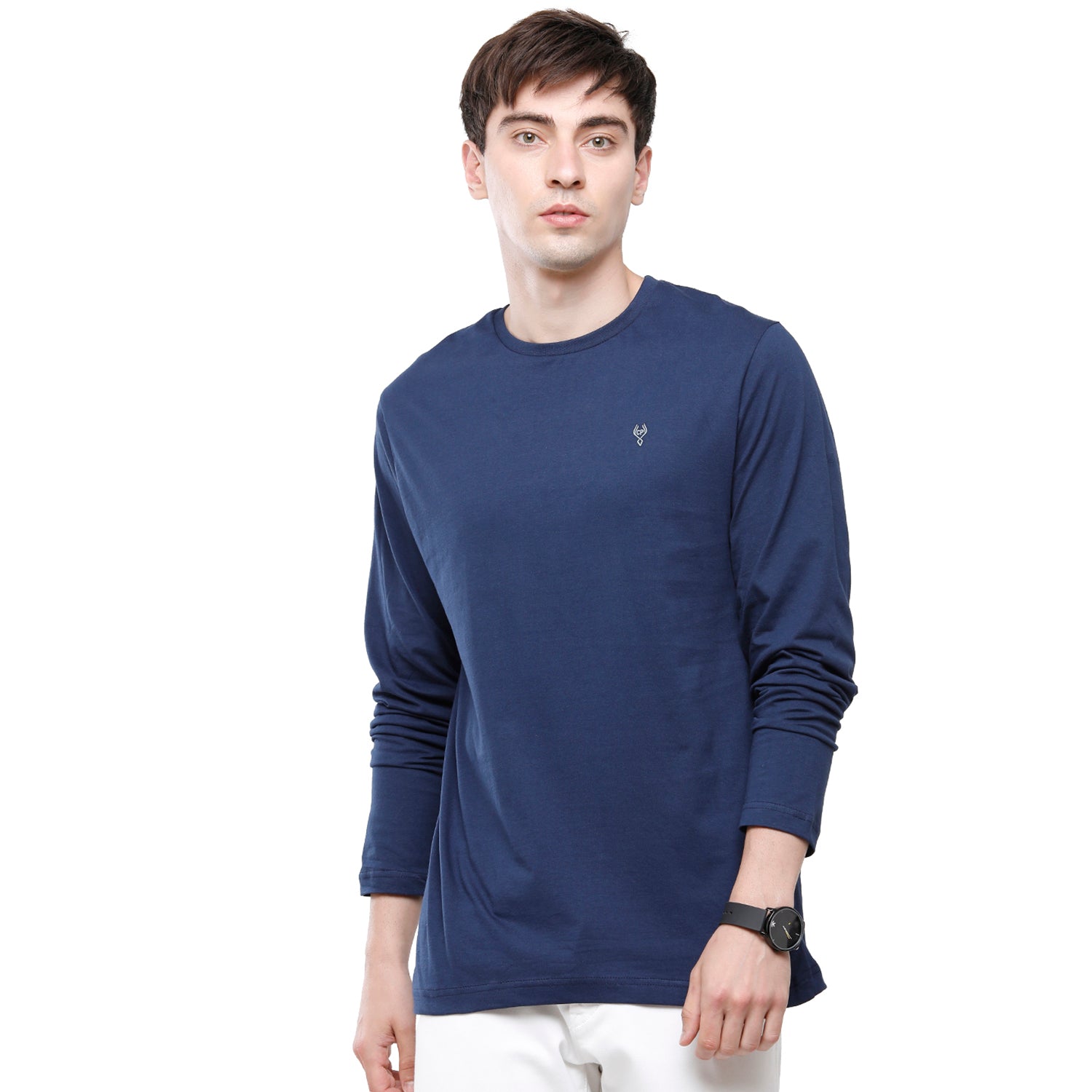 Classic polo Men's Blue Single Jersey Crew Neck Full Sleeve Slim Fit T-Shirt - Comet - 04 T-shirt Classic Polo 