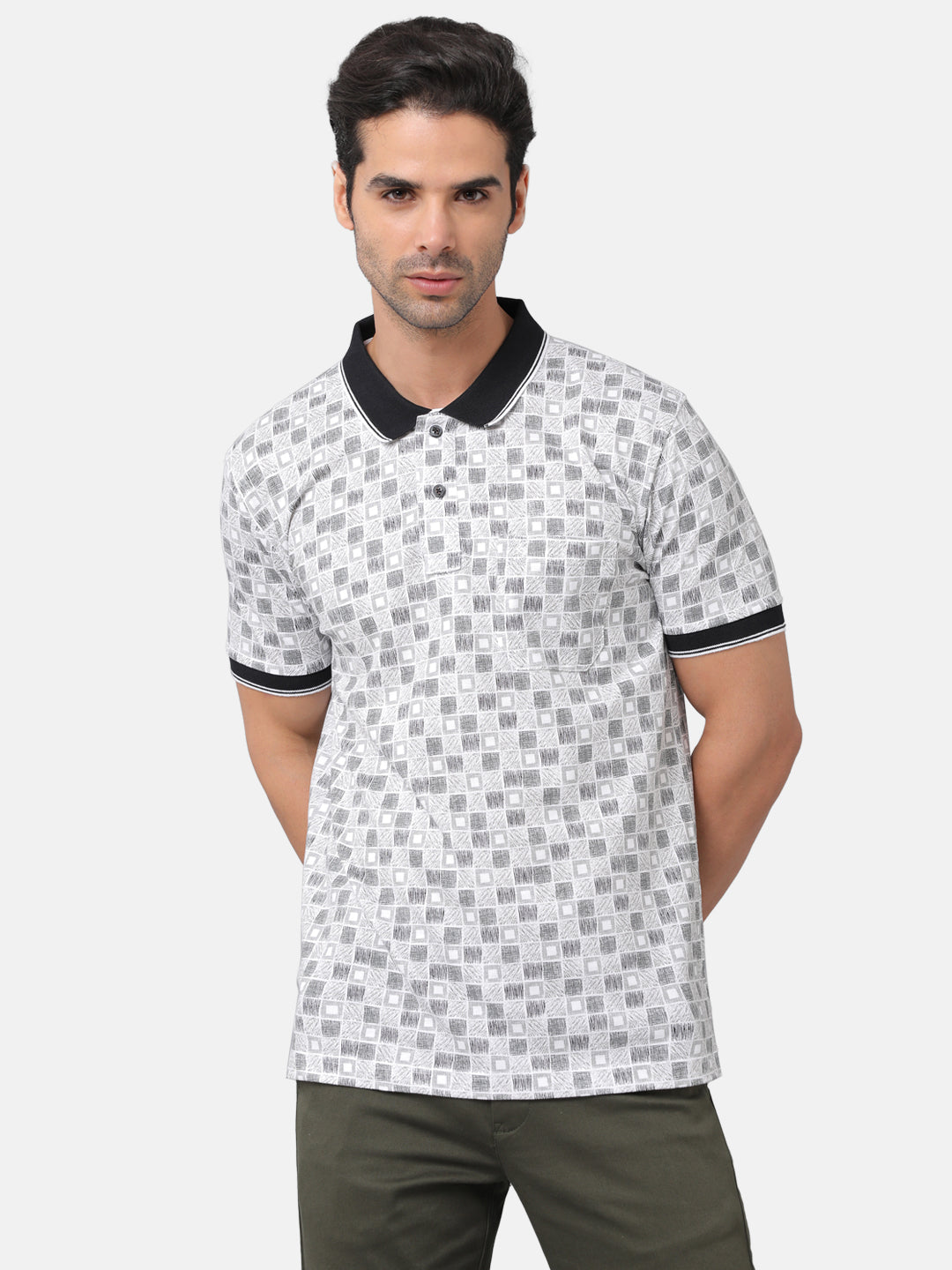 Classic Polo Mens Cotton Printed Slim Fit Half Sleeve Polo Neck Multicolor T-Shirt | Beau 173b