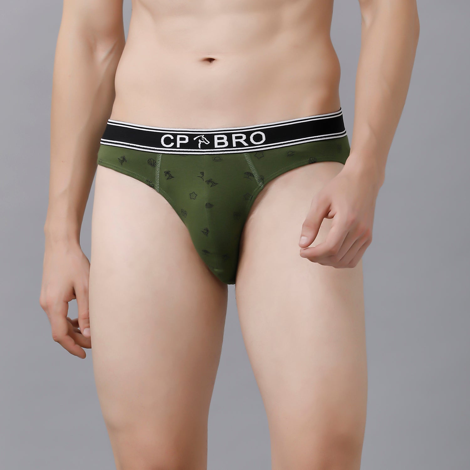 CP BRO Men's Printed Briefs with Exposed Waistband Value Pack - Multic