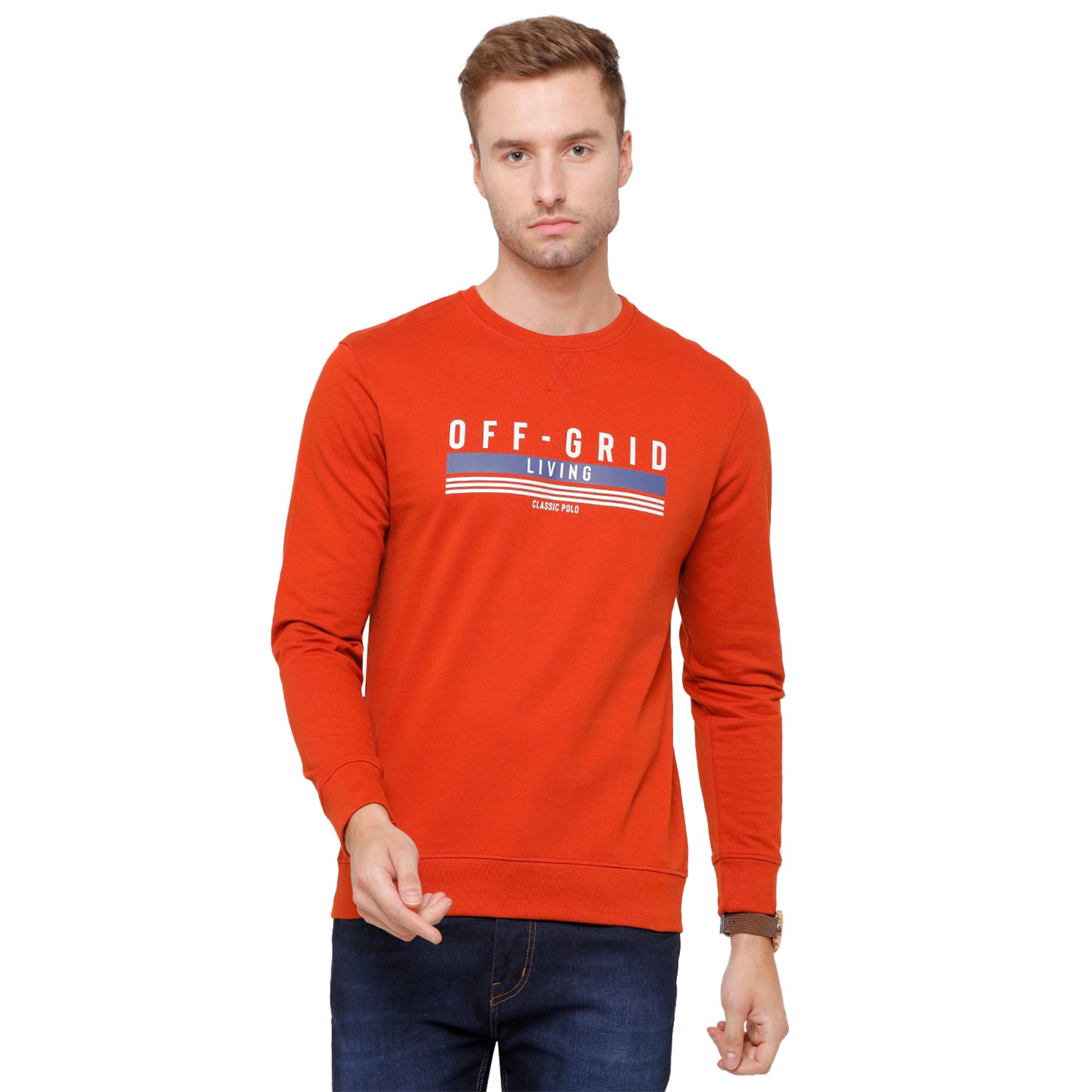 Classic Polo Men's Solid Full Sleeve Red Sweat Shirt - CPSS-312 B Sweat Shirts Classic Polo 