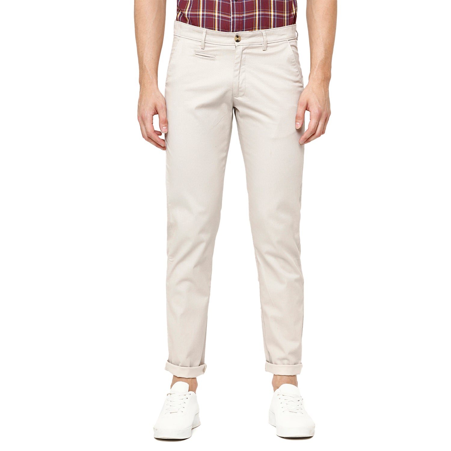 Swiss Club Men's Chisel Fit Cream Solid Cotton Blend Trousers - T-SC-37 A-CRE Swiss Trouser Swiss Club 