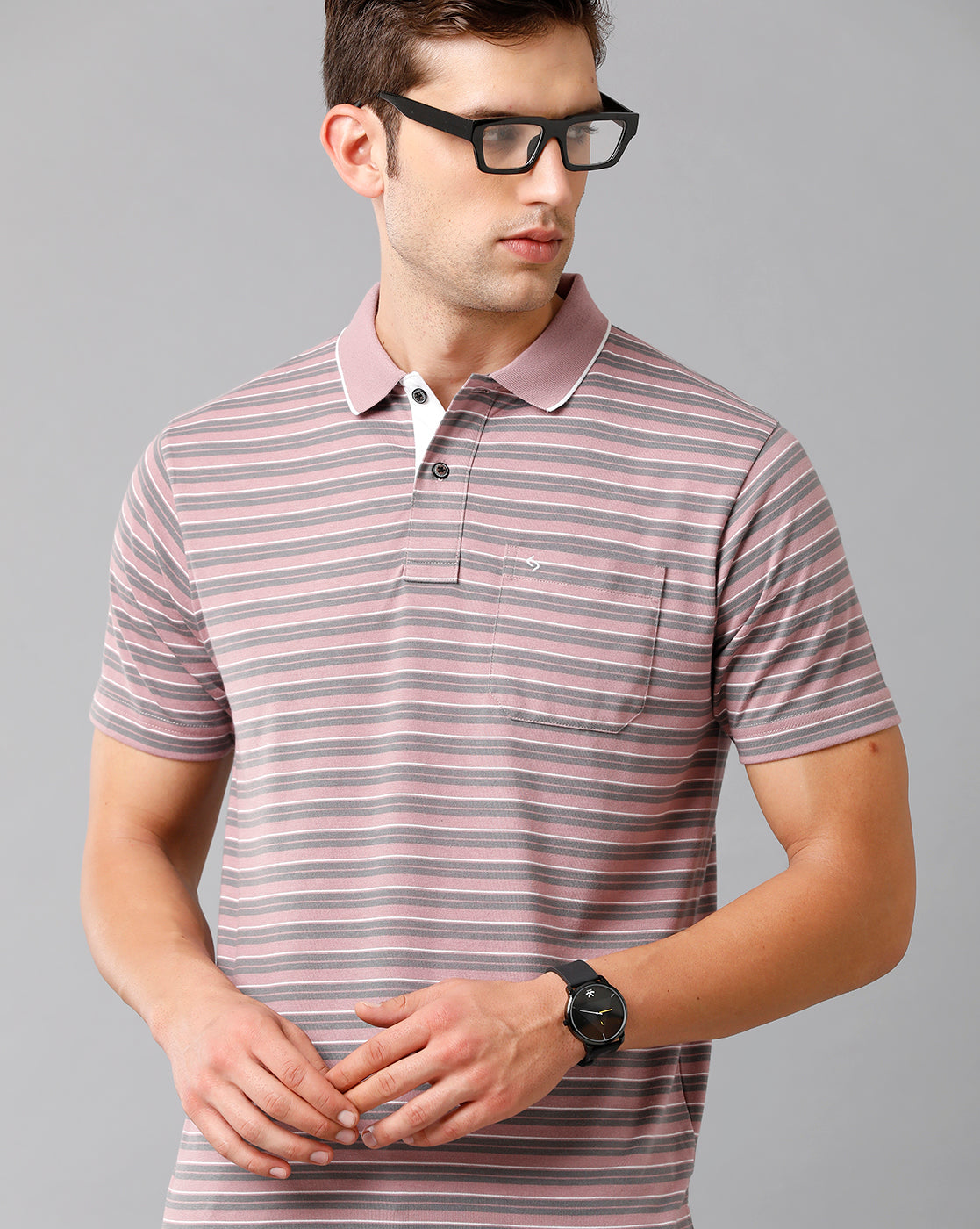 Classic Polo Mens Cotton Striped Half Sleeve Authentic Fit Polo Neck Multicolor T-Shirt | Feeders 205 A