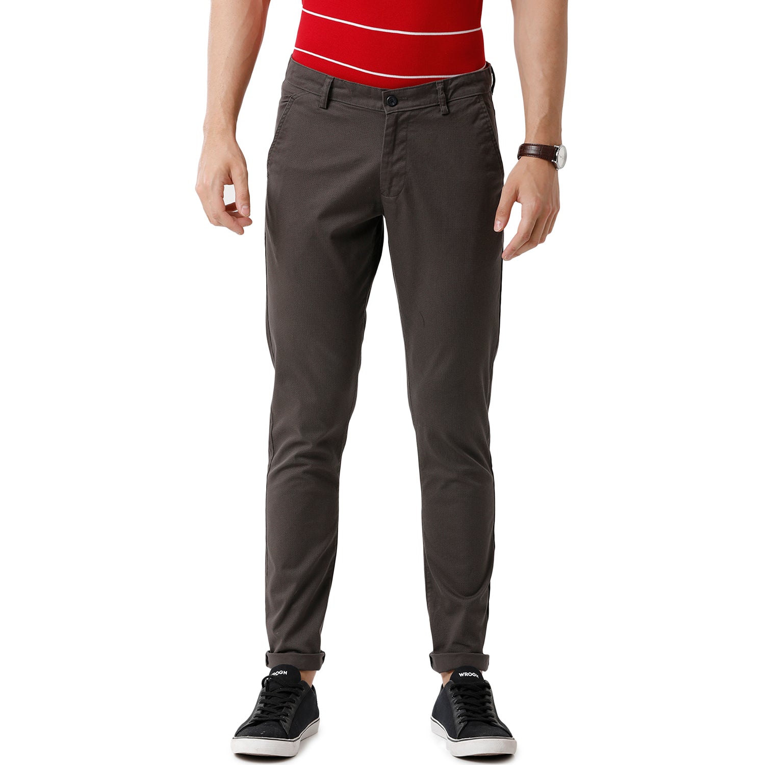 Classic Polo Men's Slim Fit Brown Stretchy Cotton Blend Trousers - TN1-11 C-GRY-MF-LY classic polo trousers Classic Polo 