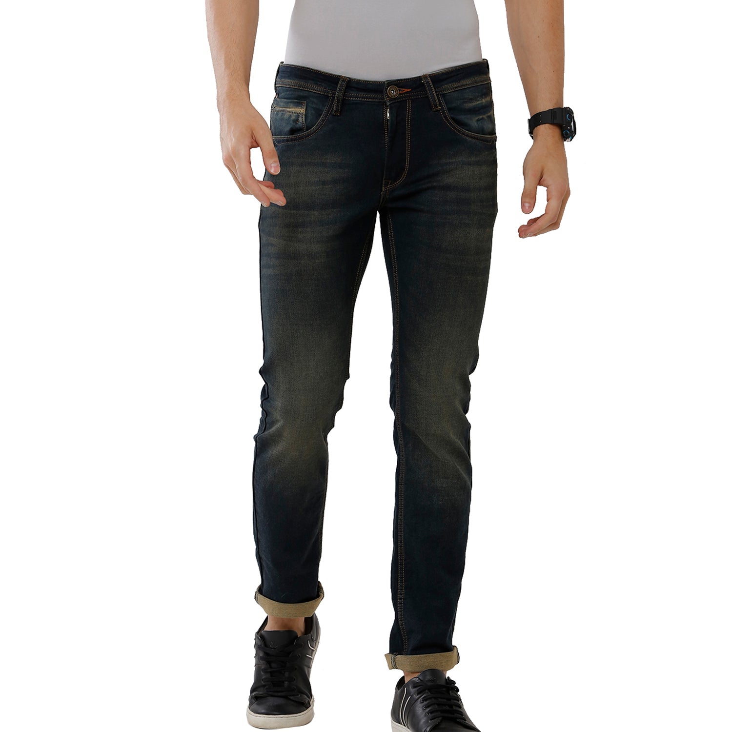 Classic Polo Mens 100% Cotton Solid Slim Fit Navy Blue Denim (CPDN1-07 A-DKT-SL-LY) Jeans Classic Polo 