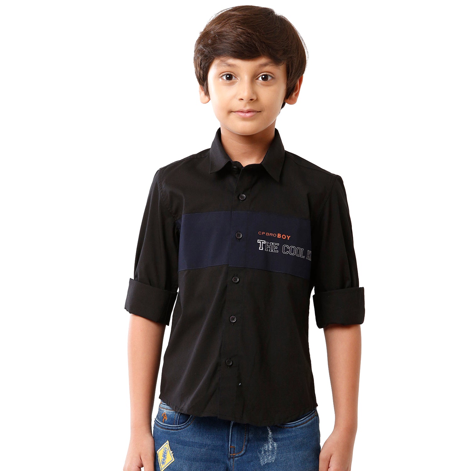 Classic Polo Bro Boys Color Block Full Sleeve Slim Fit Black Color Shirt - BBSH S2 39 K Shirts Classic Polo 