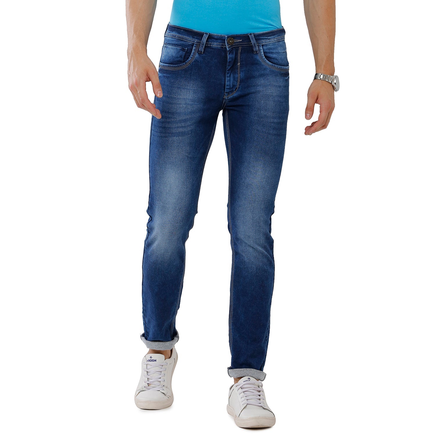 Classic Polo Bro Mens 100% Cotton Solid Slim Fit Ice Blue Color Denim (BDN1-11 A-ICB-SK-LY) Classic Polo 